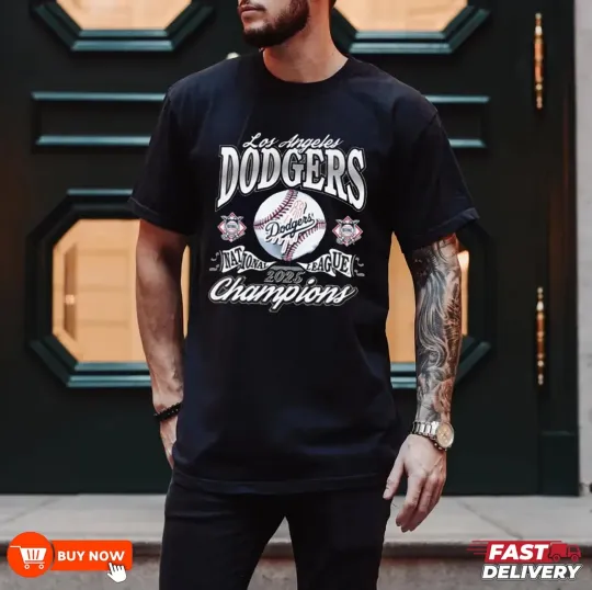 Discover Los Angeles Dodgers 47 2025 National League Champion TShirt - Multicolors, S-5XL