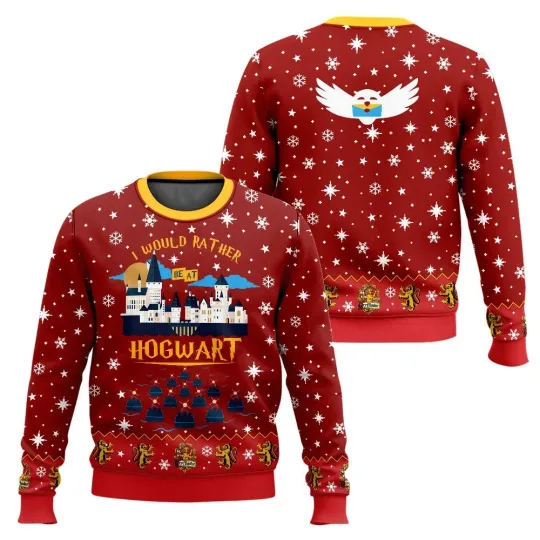 Harry Potter I Would Rather Be At Hogwart Gryffindor Ugly Sweater