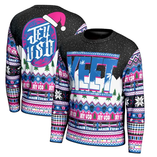Discover Wrestling Entertainment Jey Uso YEET Ugly Christmas Sweater Men’s Holiday Pullover Main Event Gift