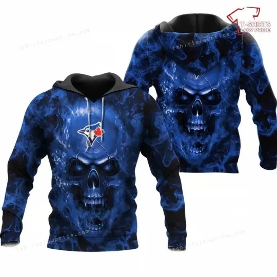 Discover Toronto Blue Jays Baseball Skull 3D Hoodie
