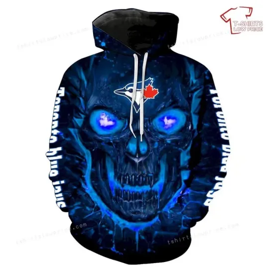 Discover Toronto Blue Baseball Jays Skull 3D Hoodie All Over Print Hoodie