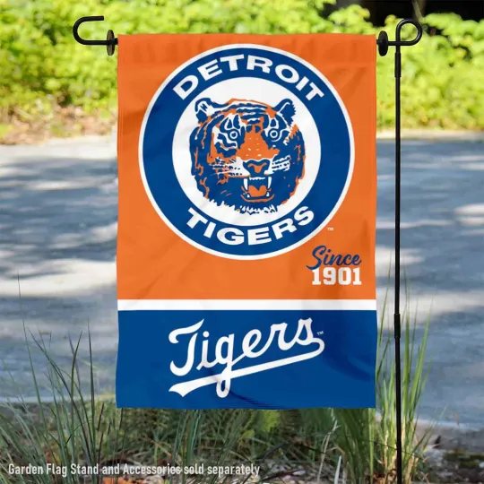 Detroit Tigers Retro Vintage Throwback Garden Flag and Yard Banner