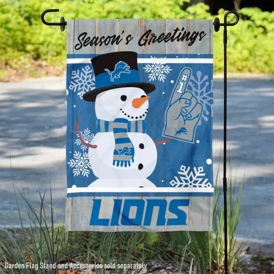 Detroit Lions Holiday Winter Snow Official Garden Yard Banner Flag
