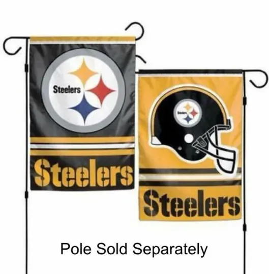 Discover Pittsburgh Steeler 2 Sided Double Garden Flag Outdoor Window Banner 12 x18 New.