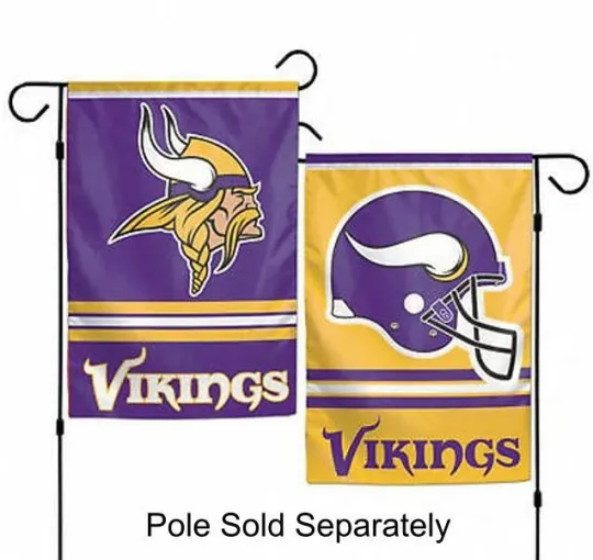 Minnesota Vikings 2 Sided Double Garden Flag Outdoor Window Banner 12 x18 New