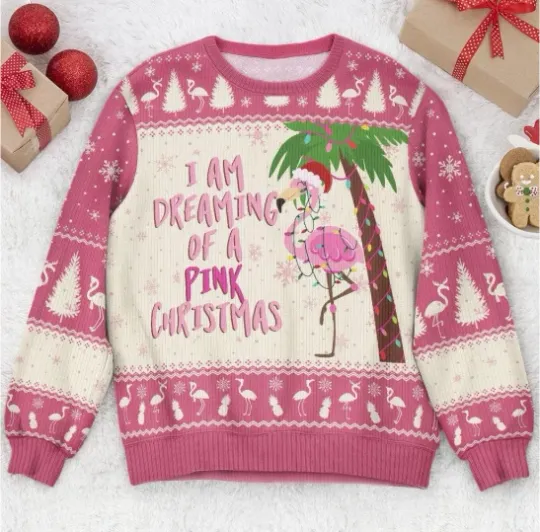 Discover I Am Dreaming Of A Pink Christmas, Personalized Funny Christmas Ugly Sweater