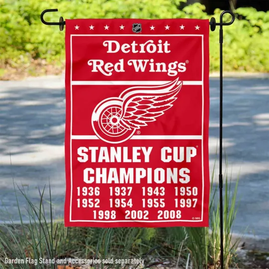 Discover Detroit Red Wings 11 Time Stanley Cup Champions Garden Flag and Yard Banner