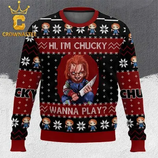 Chucky Hi Im Chucky Wanna Play Christmas Ugly Christmas Sweater