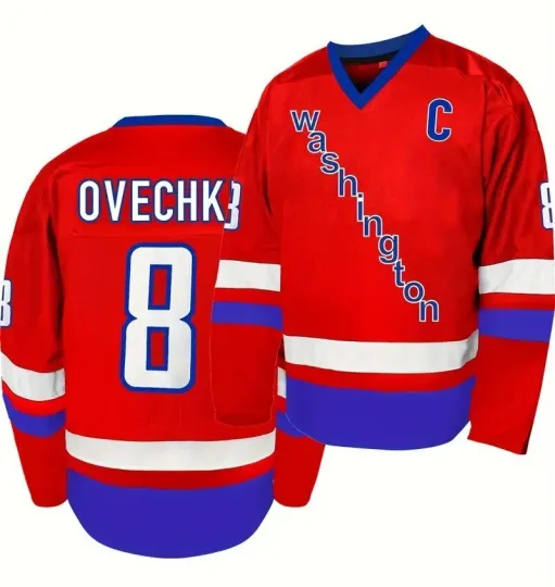 Discover Custom Youth/Men Ovechkin #8 Hockey Jersey Sewn Custom Any Name/Number