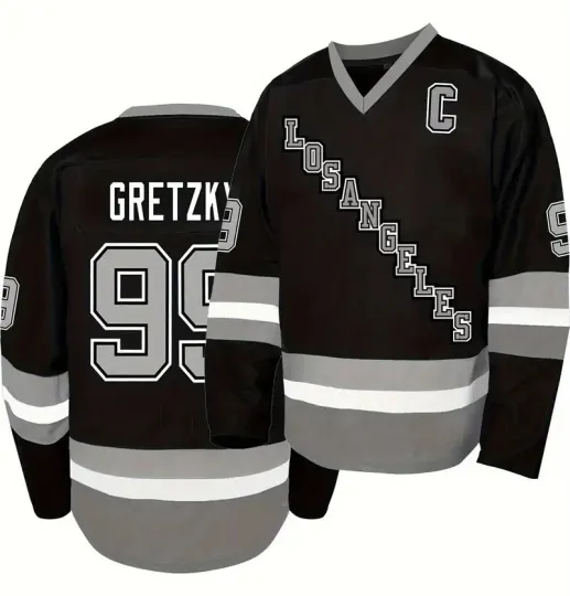 Discover Men's Gretzky #99 Hockey Jersey Black Sewn Custom Name and Number