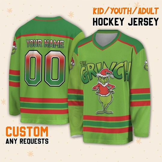 Discover Custom Funny Character Hockey Jersey for Men, Personalized Christmas Gift