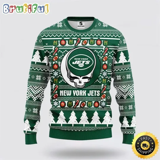 Discover New York Jet Grateful Ugly Christmas Sweater For Football Fan