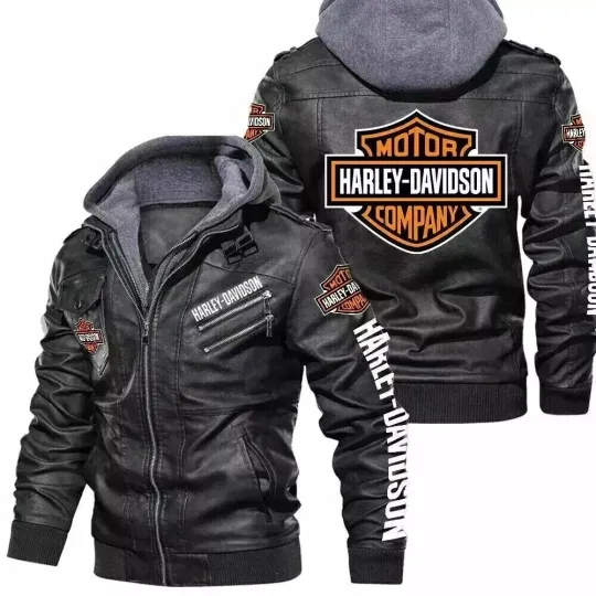 Men's Motorcycle Genuine Cowhide Leather Hooded Jacket