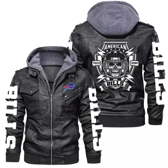 Discover American Bills Leather Jacket Mens Bomber Vintage Motorcycle Coat, Sticker Patch