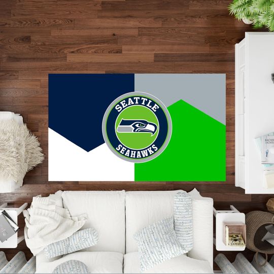 American Football Rug, Seattle Seahawks, Kids Room Rug, Personalized Rug, Game Room Rug, Area Rug, Man Cave Accent, Sports Team Floor Mat