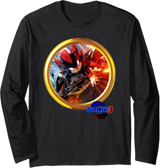 Discover Sonic the Hedgehog 3 - Shadow Motorcycle Long Sleeve T-Shirt