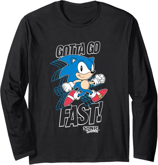 Discover Sonic The Hedgehog Gotta Go Fast! Classic Sonic Retro Shot Long Sleeve T-Shirt