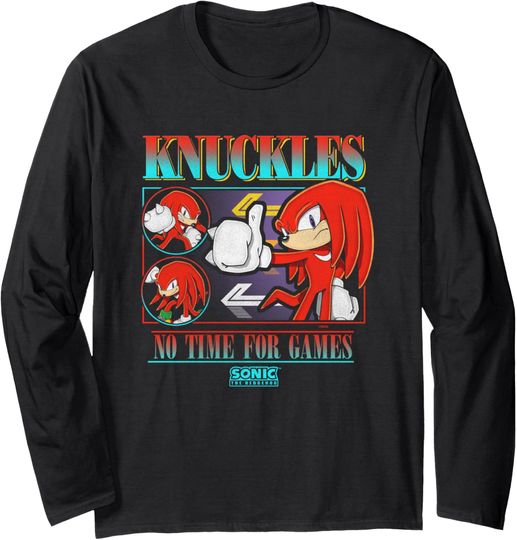 Discover Sonic The Hedgehog Knuckles No Time For Games Vintage Long Sleeve T-Shirt