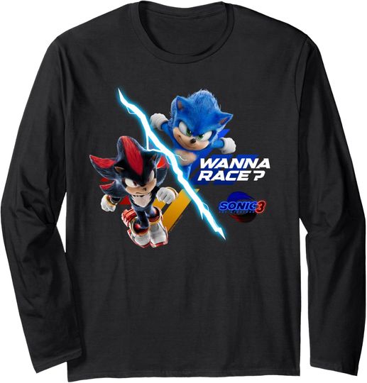 Discover Sonic the Hedgehog 3 - "Wanna Race?" Long Sleeve T-Shirt