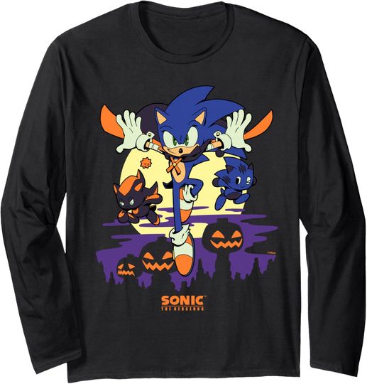 Discover Sonic The Hedgehog - Chao Tales Halloween Moonlight Haunt Long Sleeve T-Shirt