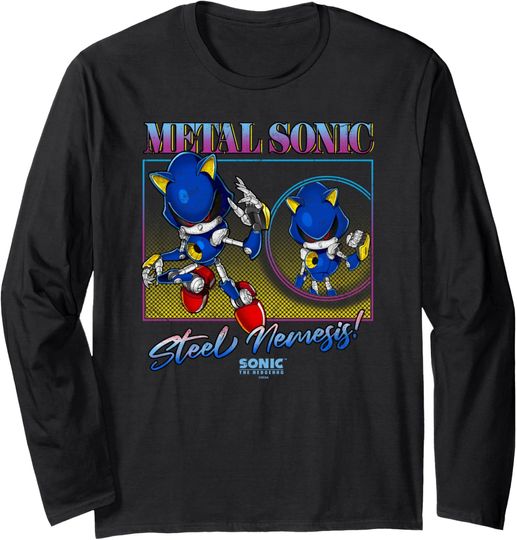 Sonic The Hedgehog Metal Sonic Steel Nemesis! Distressed Long Sleeve T-Shirt