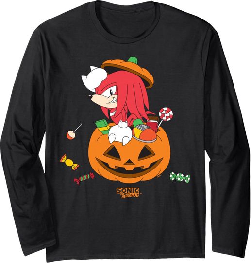 Discover Sonic The Hedgehog Halloween Knuckles Coming Out of Pumpkin Long Sleeve T-Shirt