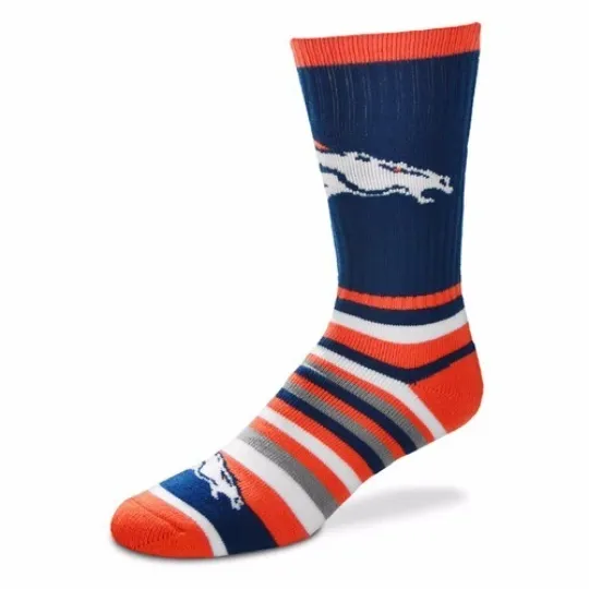 Discover Denver Broncos football For Bare Feet Men's Lotta Stripe Crew Socks