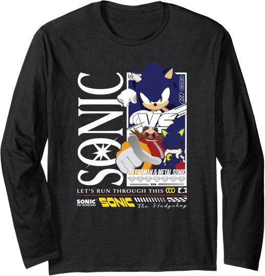 Discover Sonic The Hedgehog Sonic Vs Dr Eggman & Metal Sonic Poster Long Sleeve T-Shirt