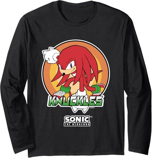 Discover Sonic The Hedgehog Knuckles Superhero Pose Portrait Vintage Long Sleeve T-Shirt