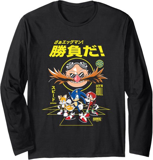 Discover Sonic The Hedgehog Let's Roll Distressed Kanji Poster Long Sleeve T-Shirt