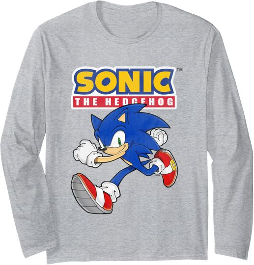 Sonic The Hedgehog Running Sonic Cool Portrait Vintage Long Sleeve T-Shirt