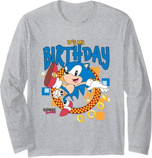 Discover Sonic The Hedgehog Birthday It's My Birthday Cheering Sonic Long Sleeve T-Shirt