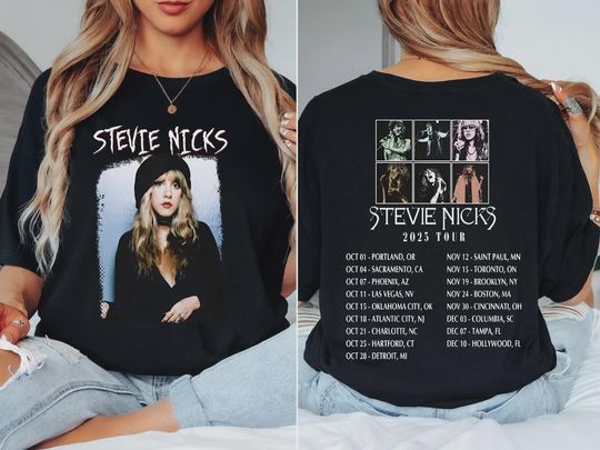 Discover Ste.vie Ni.cks 2025 Tour T-Shirt Unisex Black Vintage Rock Concert Tee