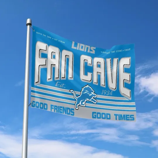 Discover Detroit Fan Cave Fans Football Team House Flag