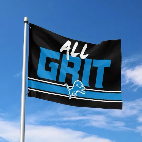 Discover Detroit All Grit Fans Football Team House Flag