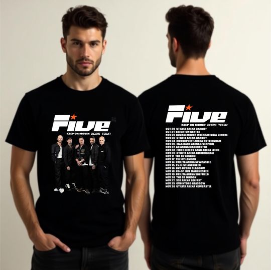 Five Classic Rock Band Keep On Movin 2025 Concert Tour T-Shirt | Music Band Tour Tee