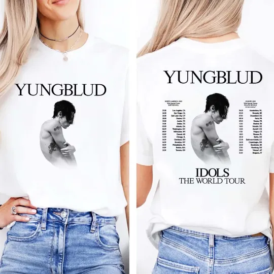 Discover Yungblud Tour 2025 T-Shirt, New Album IDOLS, Rock Concert Center Double-Sided Tee