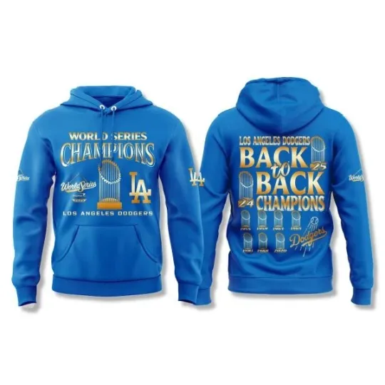 LA Dodgers Back To Back Champions 2025 3D Hoodie