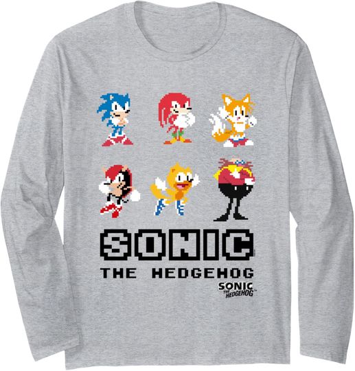 Discover Sonic The Hedgehog Friends & Foes Pixel Art Group Shot Long Sleeve T-Shirt