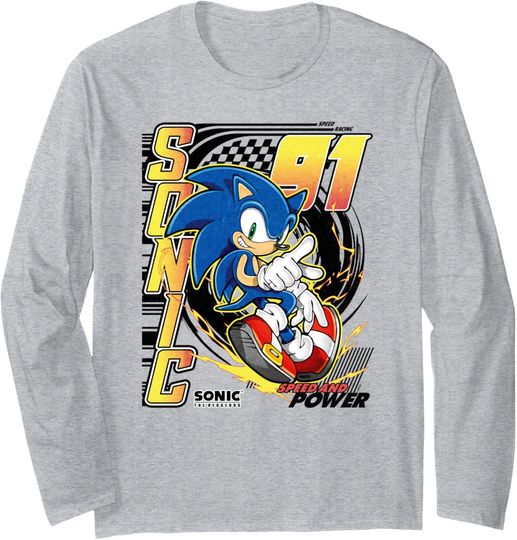 Discover Sonic The Hedgehog Speed & Power Cool Pose Distressed Poster Long Sleeve T-Shirt