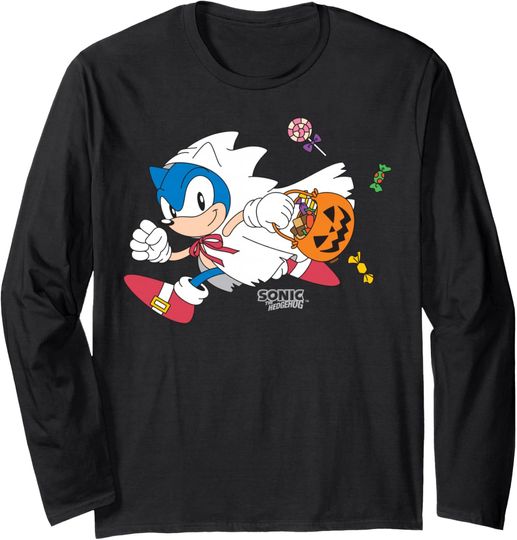 Sonic The Hedgehog Halloween Trick Or Treat Ghost Disguise Long Sleeve T-Shirt