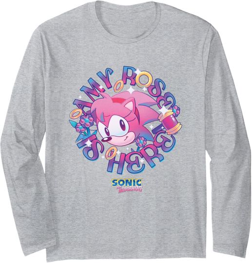 Sonic The Hedgehog Amy Rose Is Here Vintage Face Portrait Long Sleeve T-Shirt