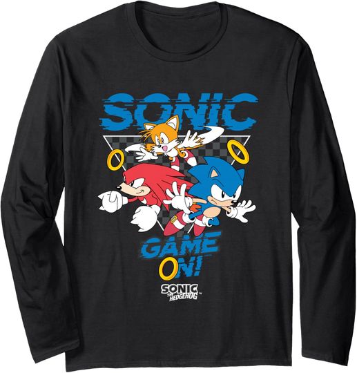 Discover Sonic The Hedgehog Game On! Main Trio Retro Group Shot Long Sleeve T-Shirt