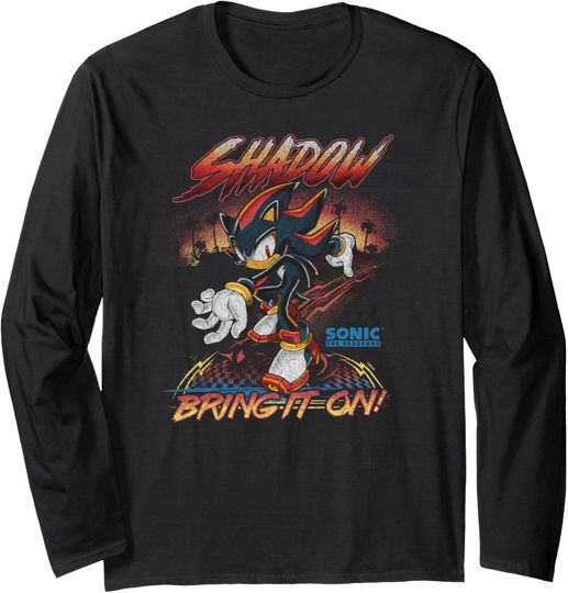 Discover Sonic The Hedgehog Shadow Bring It On! Distressed Poster Long Sleeve T-Shirt
