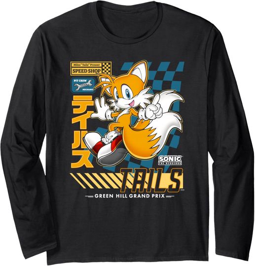 Sonic The Hedgehog Tails Green Hill Grand Prix Cool Poster Long Sleeve T-Shirt