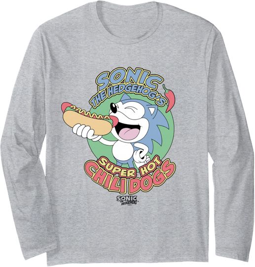 Discover Sonic The Hedgehog Super Hot Chili Dogs Retro Ad Long Sleeve T-Shirt