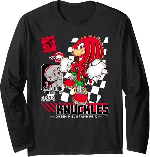 Discover Sonic The Hedgehog Knuckles No Time for Games Poster Long Sleeve T-Shirt