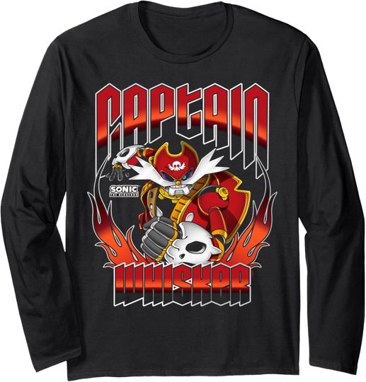 Discover Sonic The Hedgehog Halloween Captain Whisker Fiery Logo Long Sleeve T-Shirt