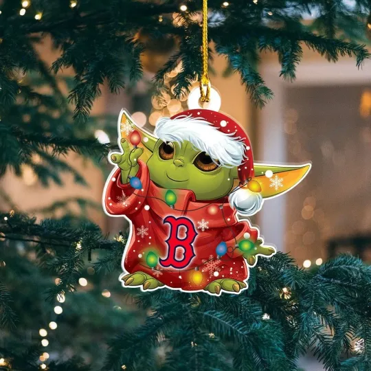Discover Personalized Boston Baseball Red Sox Team Yoda Christmas Ornament Gift Decor