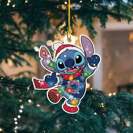Discover Personalized Chicago Baseball Cubs Team Stitch Christmas Ornament Gift Decor